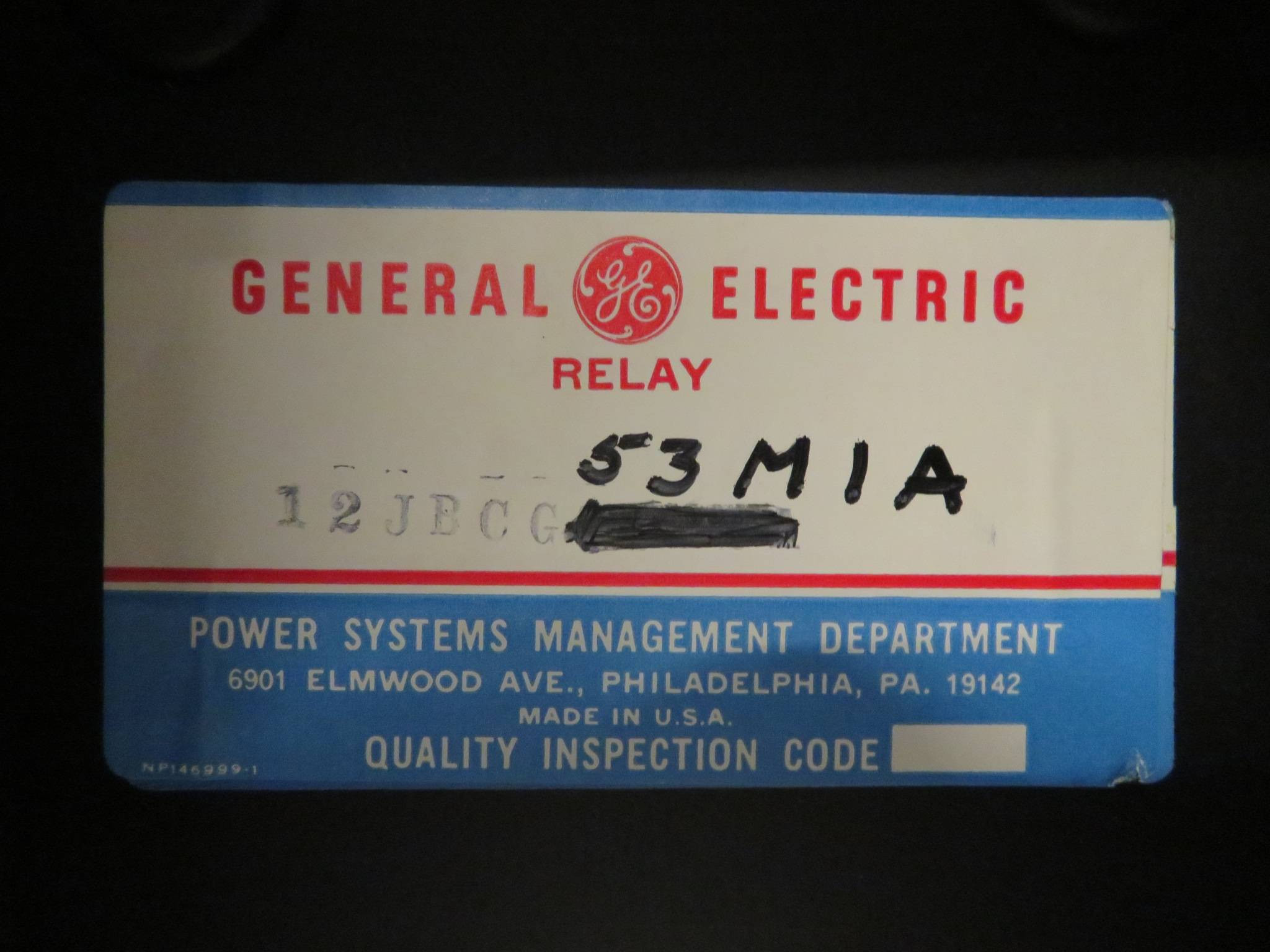 General Electric 12JBCG53M1A Ground Directional Overcurrent Relay GE